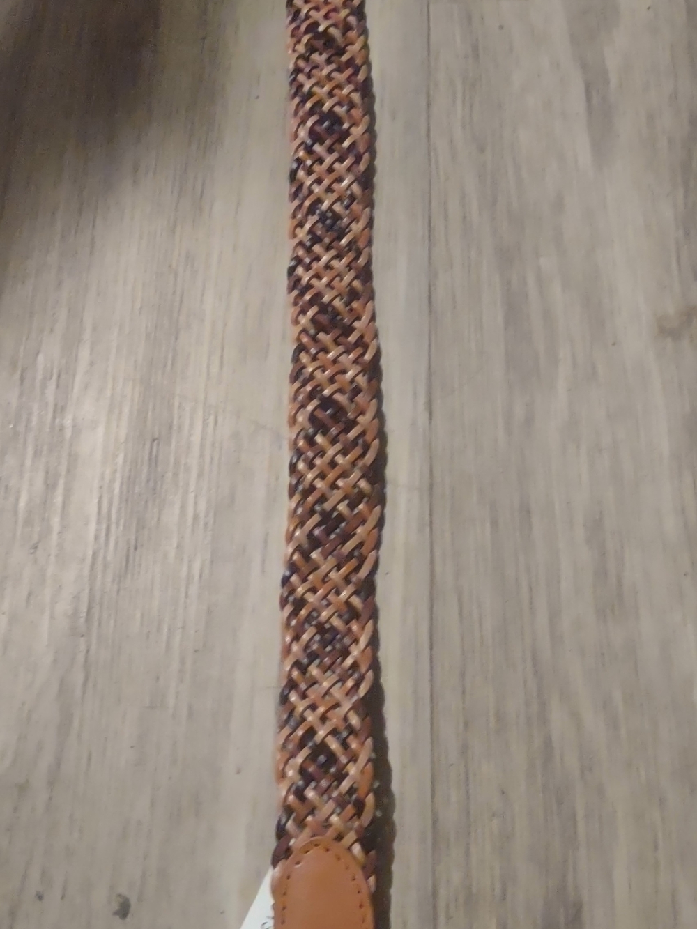 White Stag Braided Tan and Brown Leather Belt